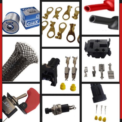 cabos, reles, conectores, chicotes, sensores