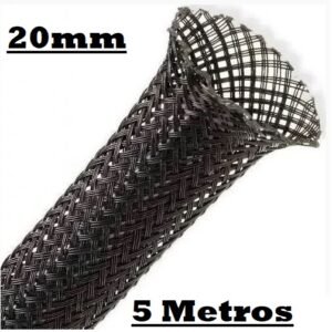 Malha Náutica Expansível 20mm preto - 1 metro