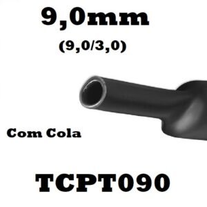 Termo Retrátil 9,0mm preto com cola - 1 Metro