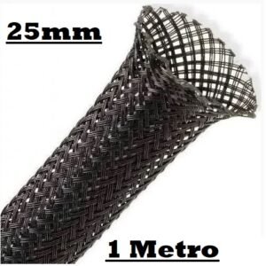 Malha Náutica Expansiva Preto 25mm - 1 metro