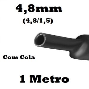 Termo Retrátil 4,8mm c/Cola Preto  - 1 Metro