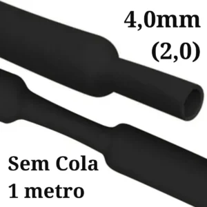 Termo Retrátil Sem Cola 04,0mm preto - 1 metro (4/2)