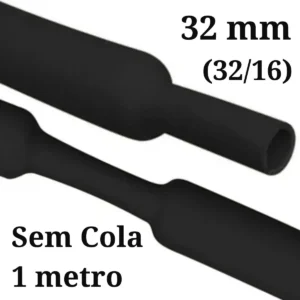 Termo Retrátil 32mm Sem Cola Preto - 1 Metro (32/16)