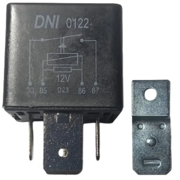 Relé Auxiliar Universal 70A 12v 4T  C/Suporte Preto DNI0122