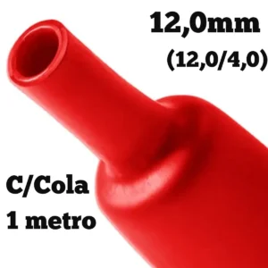 Termo Retrátil 12mm c/cola vermelho - 1 Metro (12/4)